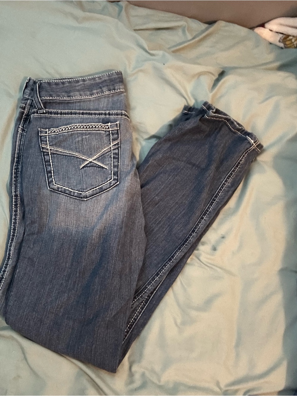 Cinch Women's Boot Cut Jeans in Blue Denim with Contrast Stitching